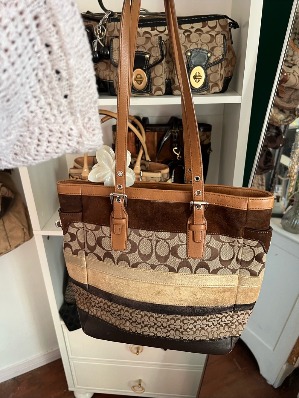 Y2K ICONIC Coach Signature Stripe Patchwork Tote - Picture 11 of 16